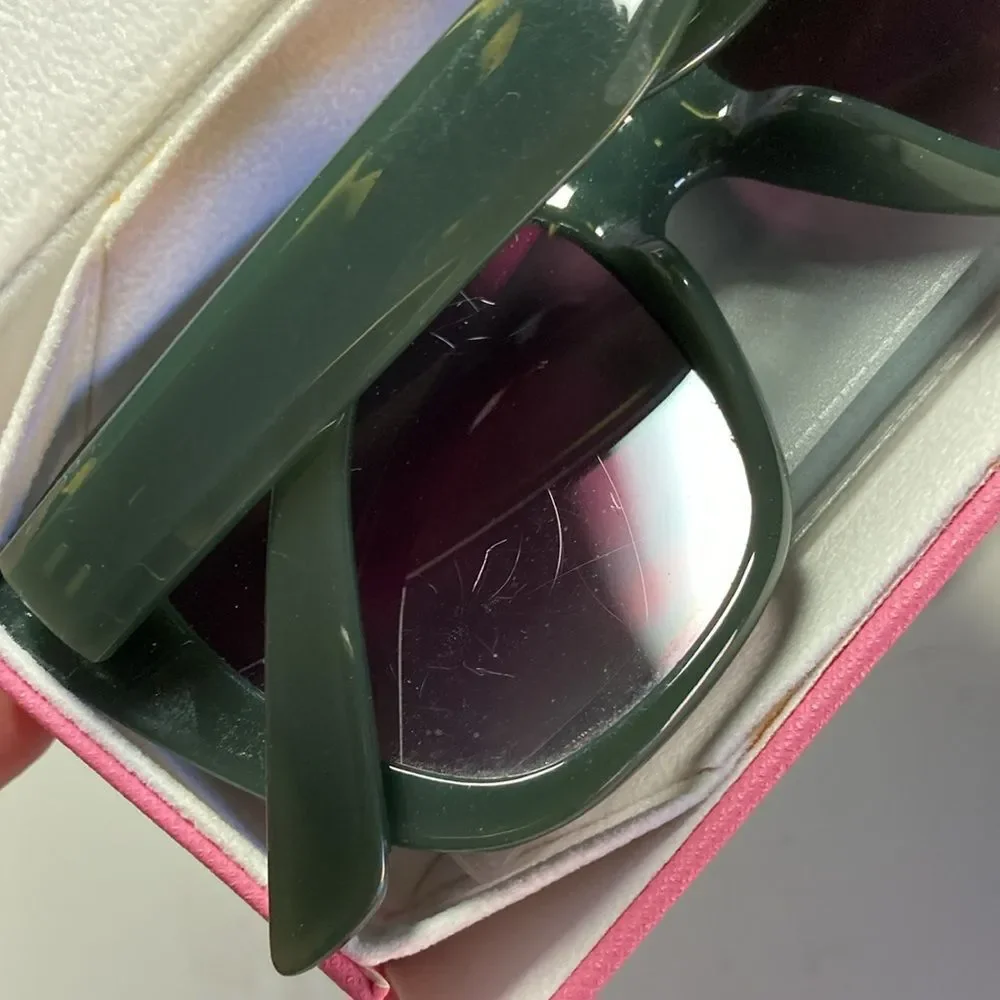 Oversized Fashion Sunglasses in Black & Green Gray Two Pair - Lyzoit